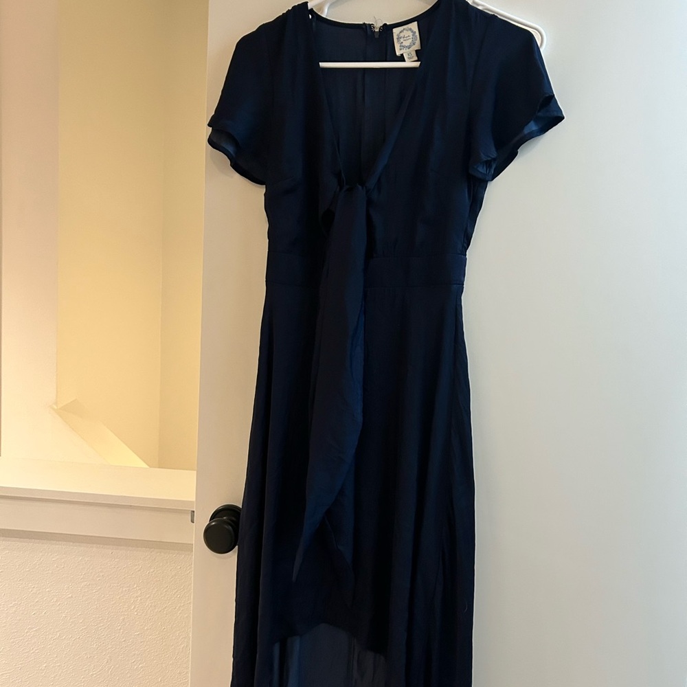 Navy Blue silk high low Dress xs